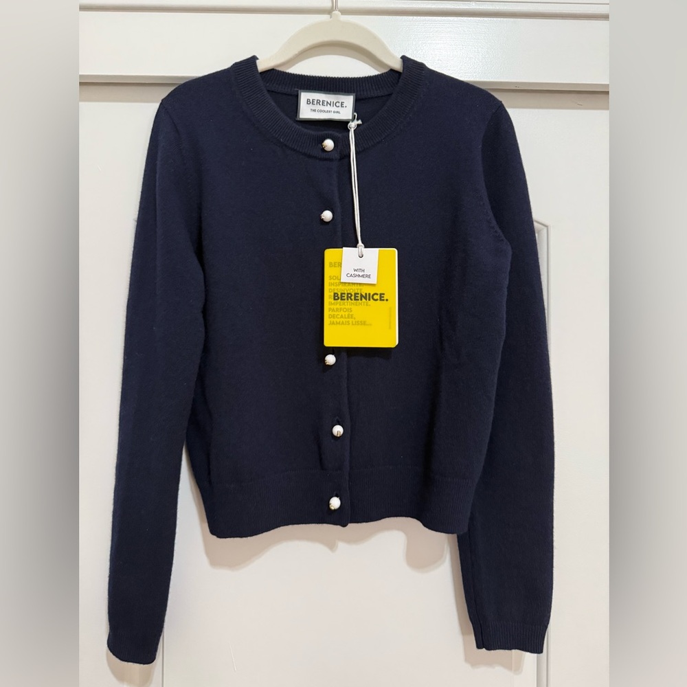 BERENICE France Navy Blue Wool Cashmere Cardigan XS